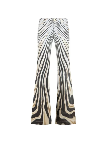 Pantaloni Roberto Cavalli cu imagine cu model zebră evazate negru