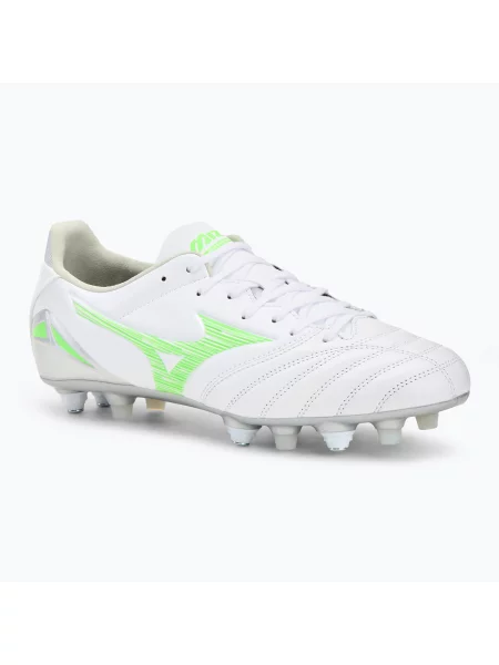 Încălțăminte de fotbal pentru bărbați Mizuno Morelia Neo IV Pro Mix white/neon green/cool gray 3c alb