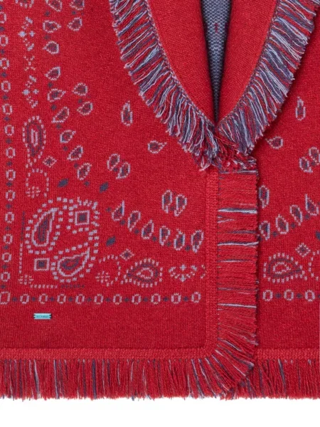 Cardigan Alanui cu franjuri din jacard roșu