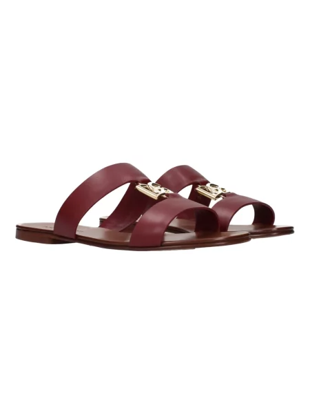 Klapki Dolce And Gabbana skórzane czerwone