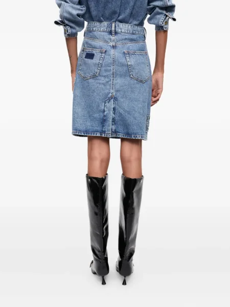 Fustă din denim Ganni albastru