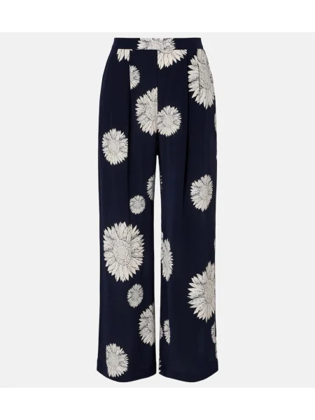 Pantaloni Asceno de mătase albastru