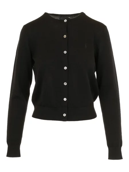 Ilgas kardiganas Polo Ralph Lauren apvaliu kaklu juoda