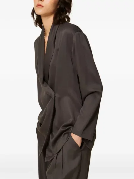 Sacou Twinset din satin gri