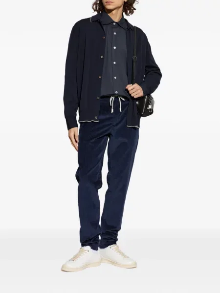 Pantaloni Eleventy de catifea cord albastru