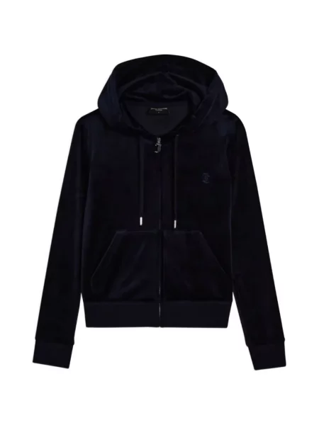 Hanorac cu glugă Juicy Couture de catifea albastru