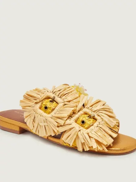 Kurt Geiger Șlapi RAFFIA BUCKLE FLAT galben