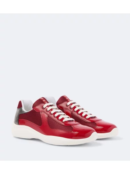 Sneakerși Prada din piele roșu