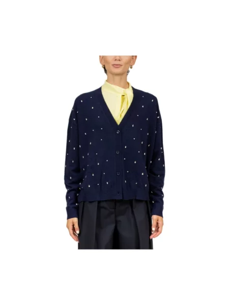 Sweter Semicouture z kamieniami niebieski