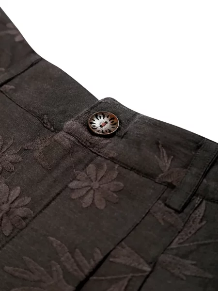 Pantaloni Maison Hotel cu model floral negru