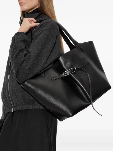 Geantă shopper Liffner din piele cu cataramă negru