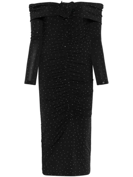 Rochie midi Nissa de cristal până la genunchi de costum negru