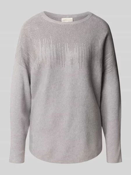 Sweter z dzianiny z obszyciem ozdobnymi kamieniami Apricot