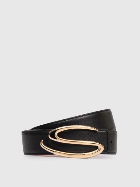 Шкіряний з фактурною монограмою логотипа Santoni чорний