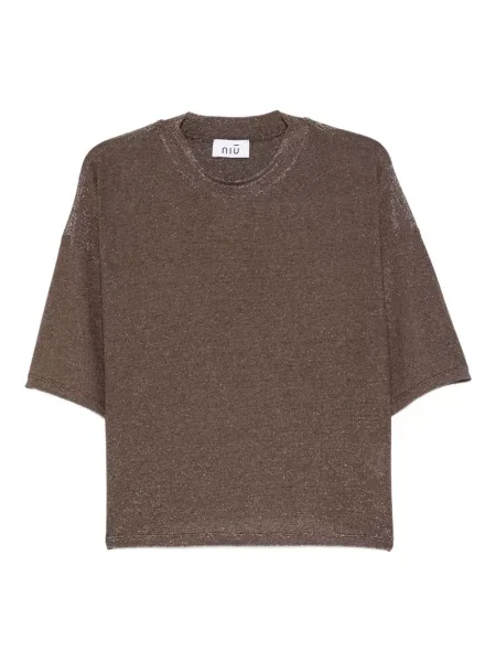 Trumpas marškinėliai Niu ruda