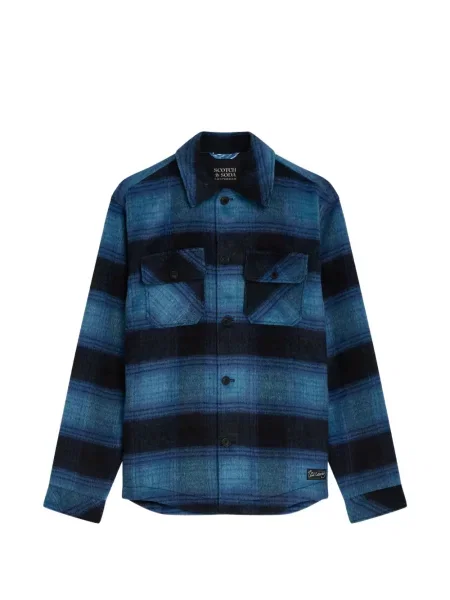 Cămașă Scotch & Soda în carouri cu imagine de flanelă albastru