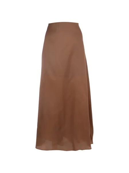 Fustă Alberta Ferretti cu talie înaltă din satin maro