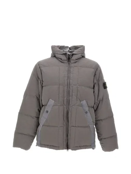 Palton Stone Island cu glugă cu strasuri gri