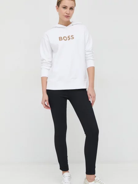 BOSS Bombažen pulover bela