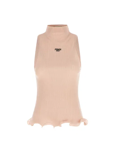 Top Fendi z falbankami różowy