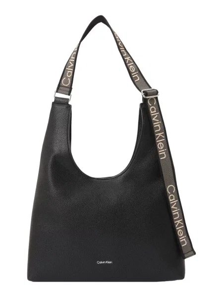 Geantă Calvin Klein din piele cu bretele negru
