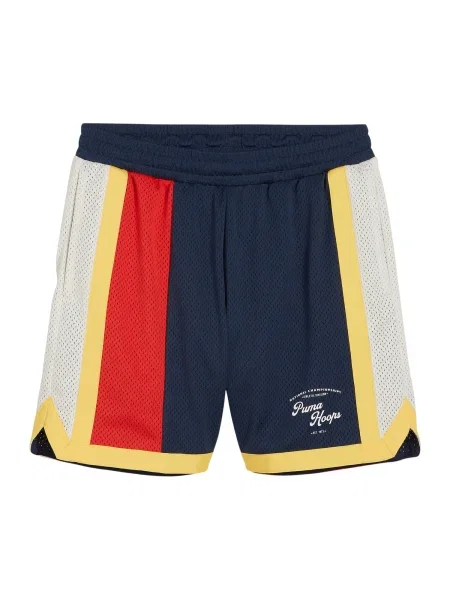 PUMA Športne hlače Showtime mornarska / rumena / rdeča / off-bela bela