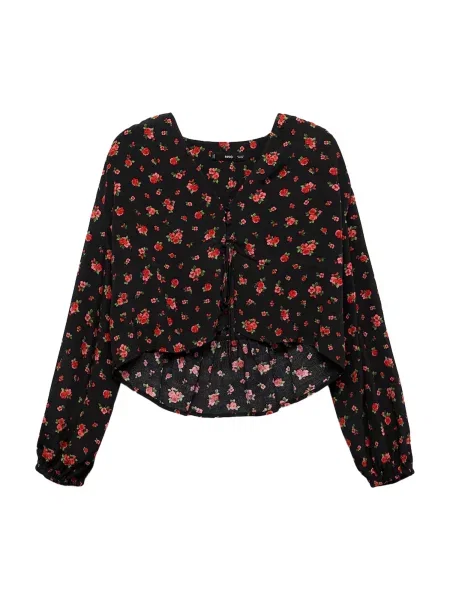 MANGO Bluză GEM verde deschis / roz / roșu negru