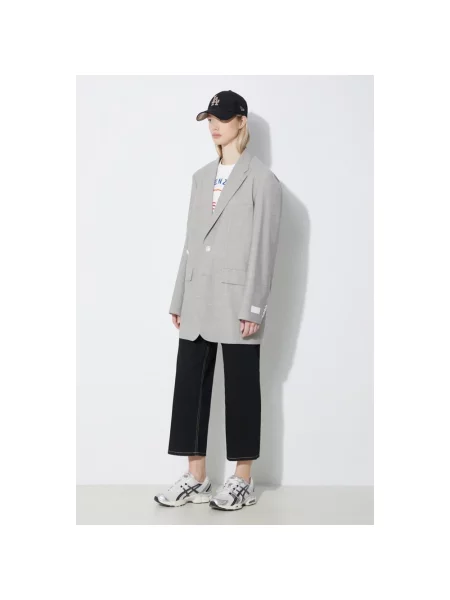 Kenzo marynarka wełniana Solid Kimono Blazer szara