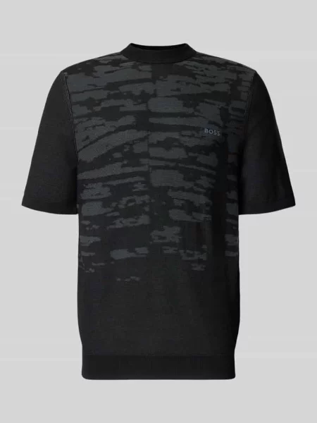 T-shirt o kroju regular fit z mieszanki model KN_Globe TS' Boss Green czarna
