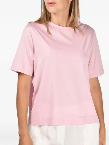 Krótka koszulka Gran Sasso z okrągłym dekoltem różowa