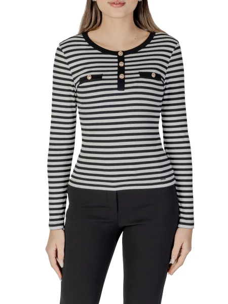 Pruhované tričko s dlouhým rukávem Morgan De Toi s dlouhými rukávy černé
