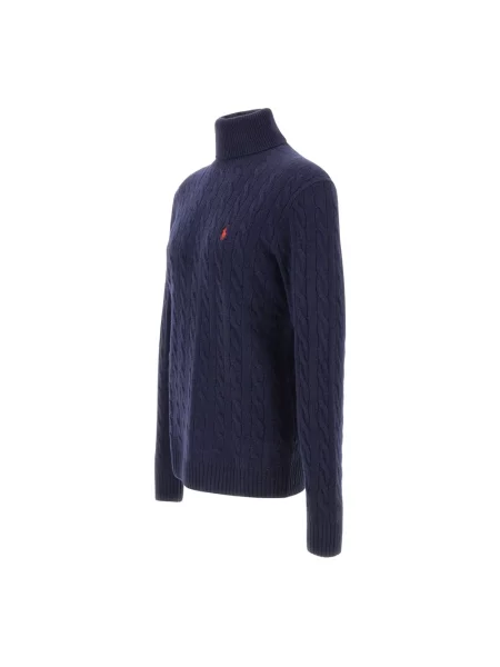 Polo Ralph Lauren sweter wełniany granatowy lekkie z golferm niebieski