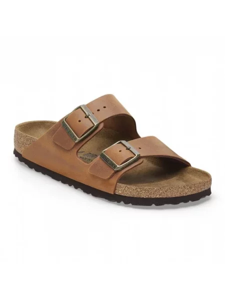 Klapki Birkenstock skórzane brązowe