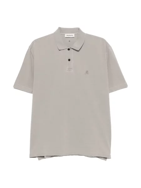 Scurt tricou polo Premiata cu broderie gri