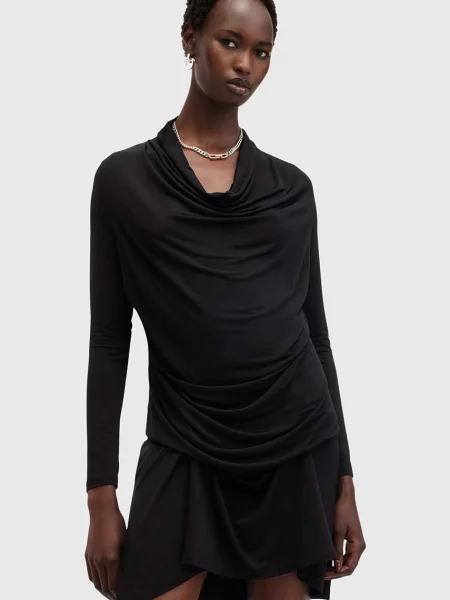 Рокля AllSaints AMEI DRESS къса със стандартна кройка черно