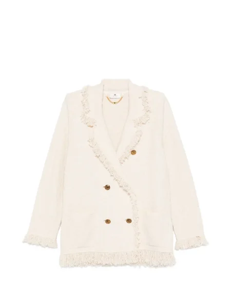 Sacou Elisabetta Franchi cu franjuri cu decolteu în V cu două rânduri de nasturi