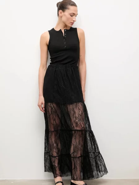 Answear.LAB spódnica maxi rozkloszowana czarny