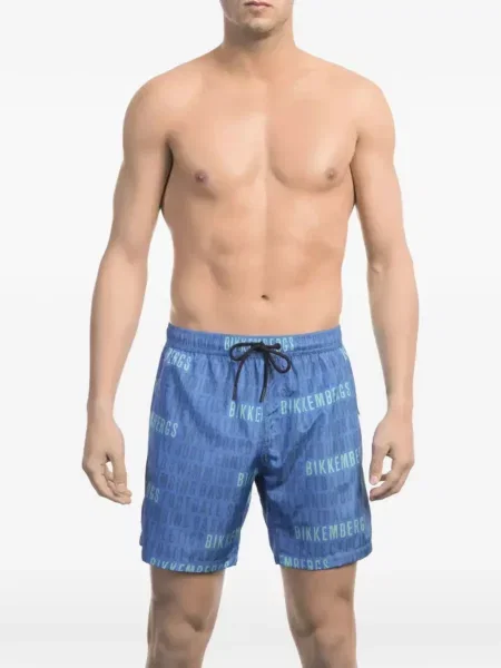 Slip de baie Bikkembergs cu imagine cu cordon albastru