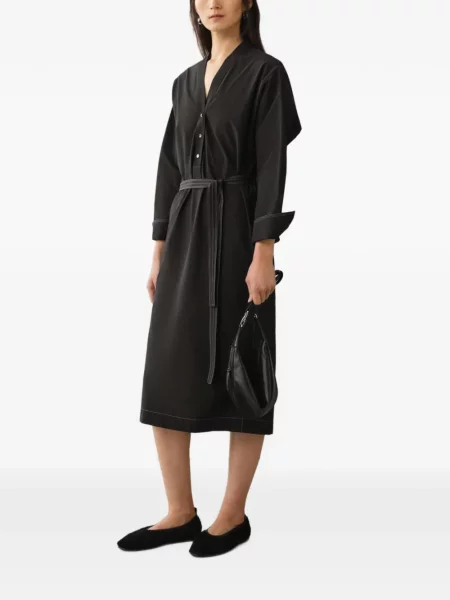 Cu centură lung rochie midi Less negru