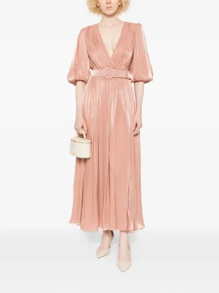 Maxi rochie maxi Costarellos cu decolteu în V de costum roz