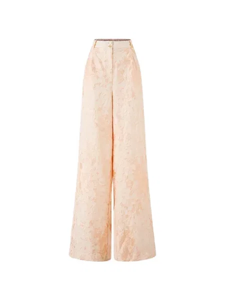 Pantaloni palazzo Camilla cu model floral roz