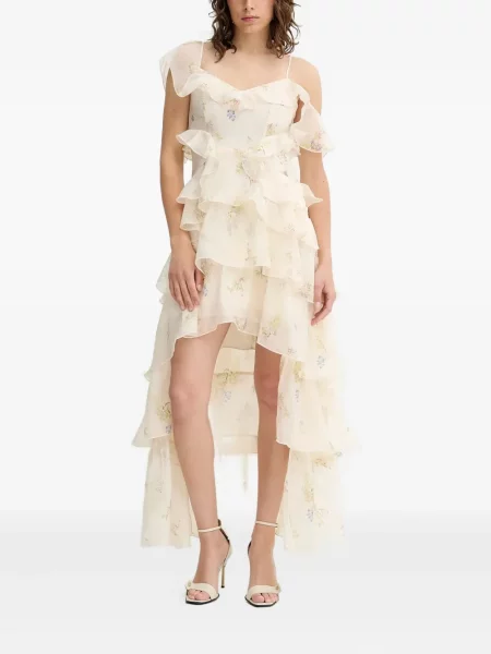 Sukienka Allsaints w kwiatki z nadrukiem garniturowa