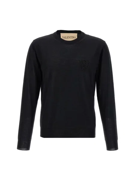 Haftowany sweter Valentino wełniany czarny