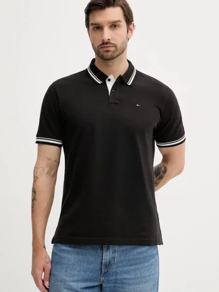 Polo majica Tommy Jeans bez uzorka crna