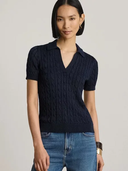 Lauren Ralph Lauren pulover cu mânecă scurtă pentru femei cu vâscoză