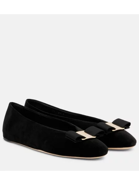 Balerini Ferragamo de catifea negru