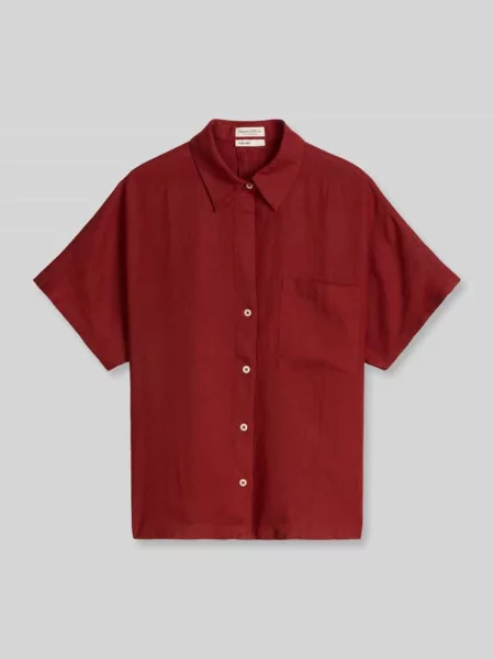 Bluzka o kroju relaxed fit z czystego lnu Marc O'polo bordowa