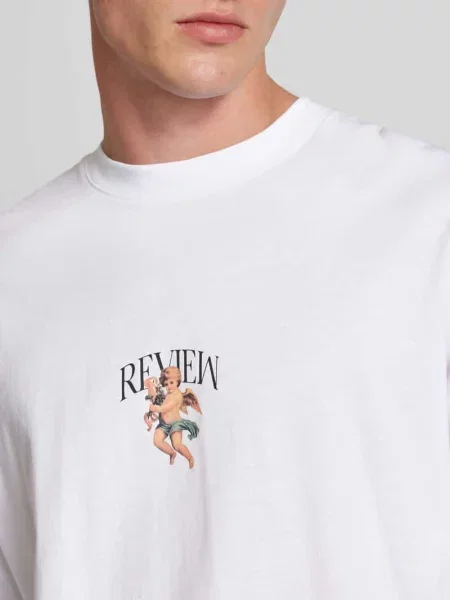 T-shirt z nadrukiem z logo Review biała