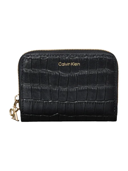 Portofel Calvin Klein Ck Croc Medium Flap Zip Around negru