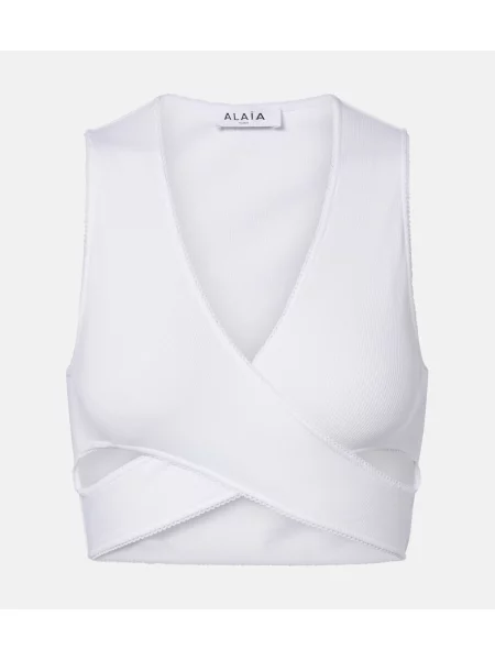 Top Alaïa tricotate alb